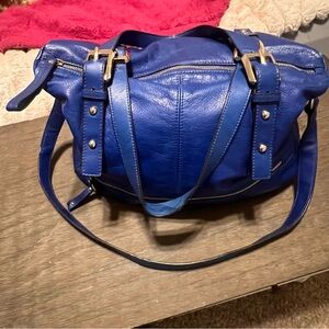 B. Makowsky Royal Blue Leather Shoulder Bag